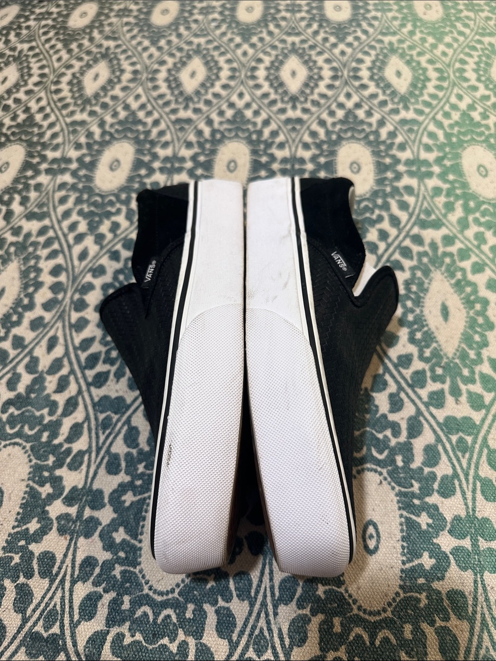 Vans Woven Leather Black Slip-On Platforms - Picture 5 of 7